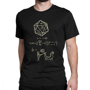 T Shirt Men D20 Math DnD Dungeons And Dragons Clothes Popular T-Shirt Crewneck 100% Cotton Tees