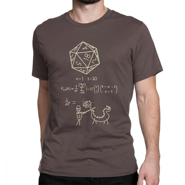 T Shirt Men D20 Math DnD Dungeons And Dragons Clothes Popular T-Shirt Crewneck 100% Cotton Tees