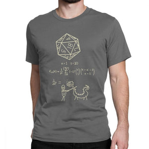 T Shirt Men D20 Math DnD Dungeons And Dragons Clothes Popular T-Shirt Crewneck 100% Cotton Tees