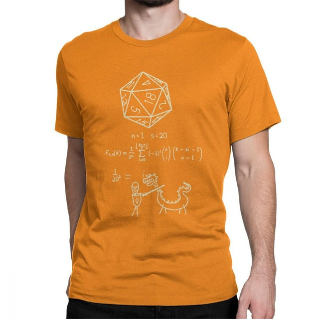 T Shirt Men D20 Math DnD Dungeons And Dragons Clothes Popular T-Shirt Crewneck 100% Cotton Tees