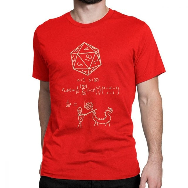 T Shirt Men D20 Math DnD Dungeons And Dragons Clothes Popular T-Shirt Crewneck 100% Cotton Tees