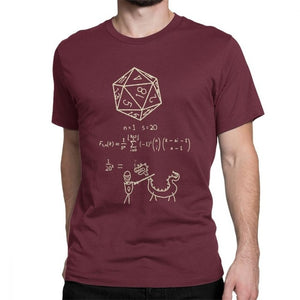 T Shirt Men D20 Math DnD Dungeons And Dragons Clothes Popular T-Shirt Crewneck 100% Cotton Tees