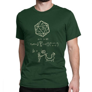 T Shirt Men D20 Math DnD Dungeons And Dragons Clothes Popular T-Shirt Crewneck 100% Cotton Tees