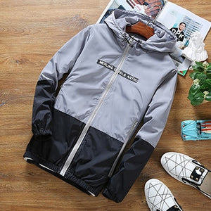 HCXY 2019 Male Summer Windbreaker Men's Sun protection Clothing Coats Jackets Men Hooded Thin Light Patchwork Waterproof Outwear