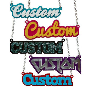 Laser Cut acrylic Nameplate Word Custom name necklace Personalized necklace Statement jewelry Hip hop