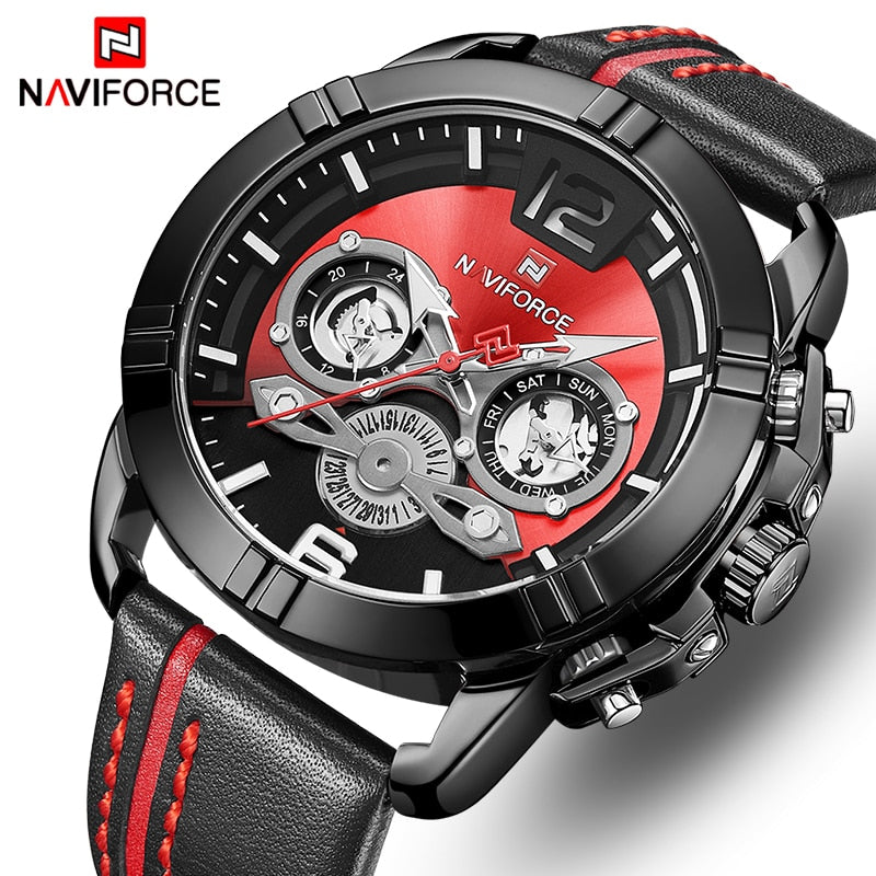 NAVIFORCE Men Watch Luxury Brand Mens Military Sports Quartz Watches Male Leather Waterproof Calendar Clock Relogio Masculino