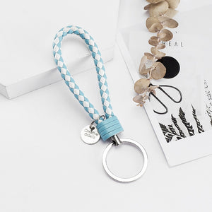 Vicney 33 Colors PU Leather Braided Woven Rope bts keychain DIY bag Pendant Key Chain Holder Car Keyrings Men Women Keychain