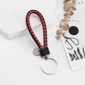 Vicney 33 Colors PU Leather Braided Woven Rope bts keychain DIY bag Pendant Key Chain Holder Car Keyrings Men Women Keychain