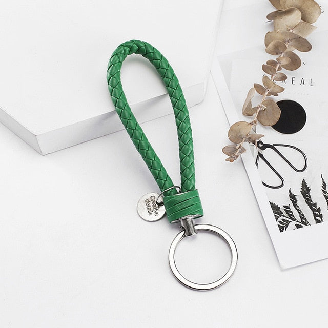 Vicney 33 Colors PU Leather Braided Woven Rope bts keychain DIY bag Pendant Key Chain Holder Car Keyrings Men Women Keychain