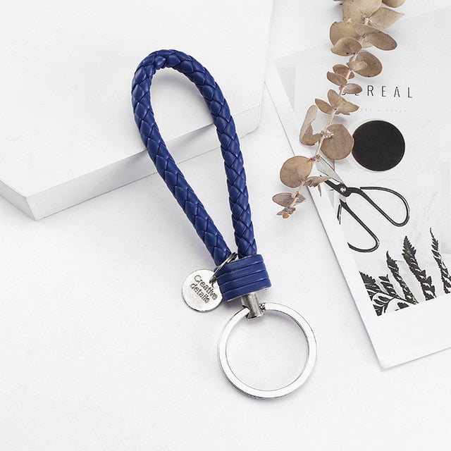 Vicney 33 Colors PU Leather Braided Woven Rope bts keychain DIY bag Pendant Key Chain Holder Car Keyrings Men Women Keychain