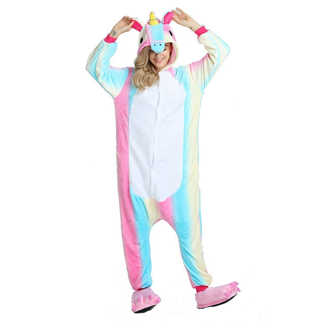 Kigurumi Pajama Adult Animal Unicorn Shark Onesie Women Men Couple 2019 Winter Pajamas Suit Kegurumi Sleepwear Flannel Pijamas