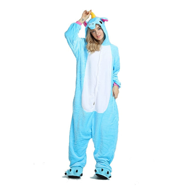 Kigurumi Pajama Adult Animal Unicorn Shark Onesie Women Men Couple 2019 Winter Pajamas Suit Kegurumi Sleepwear Flannel Pijamas