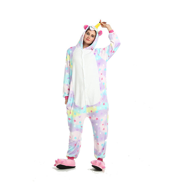 Kigurumi Pajama Adult Animal Unicorn Shark Onesie Women Men Couple 2019 Winter Pajamas Suit Kegurumi Sleepwear Flannel Pijamas