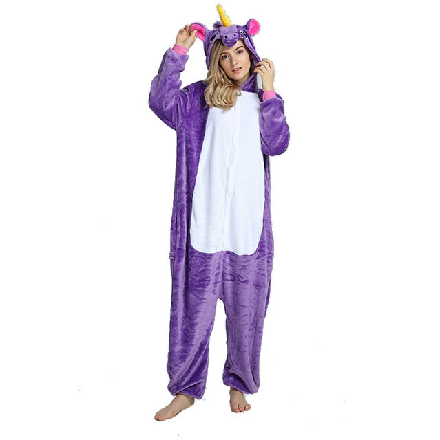 Kigurumi Pajama Adult Animal Unicorn Shark Onesie Women Men Couple 2019 Winter Pajamas Suit Kegurumi Sleepwear Flannel Pijamas