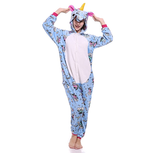 Kigurumi Pajama Adult Animal Unicorn Shark Onesie Women Men Couple 2019 Winter Pajamas Suit Kegurumi Sleepwear Flannel Pijamas