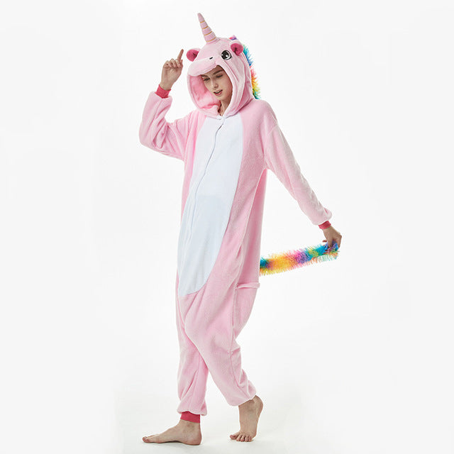 Kigurumi Pajama Adult Animal Unicorn Shark Onesie Women Men Couple 2019 Winter Pajamas Suit Kegurumi Sleepwear Flannel Pijamas