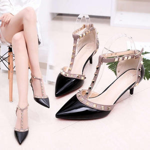 Pumps 2019 Women's Shoes Summer Fashion Female Sandals Rivet Metal Decoration Pu Leather Style Women High Heels Zapatos De Mujer