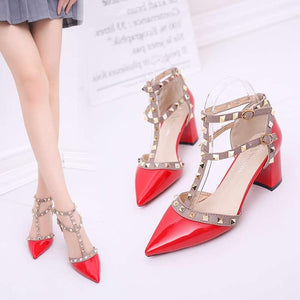 Pumps 2019 Women's Shoes Summer Fashion Female Sandals Rivet Metal Decoration Pu Leather Style Women High Heels Zapatos De Mujer