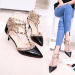 Pumps 2019 Women's Shoes Summer Fashion Female Sandals Rivet Metal Decoration Pu Leather Style Women High Heels Zapatos De Mujer