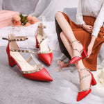 Pumps 2019 Women's Shoes Summer Fashion Female Sandals Rivet Metal Decoration Pu Leather Style Women High Heels Zapatos De Mujer