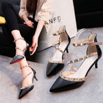 Pumps 2019 Women's Shoes Summer Fashion Female Sandals Rivet Metal Decoration Pu Leather Style Women High Heels Zapatos De Mujer