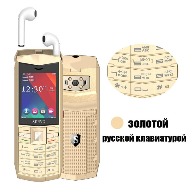 Original SERVO R26 2.4" Mobile Phone with TWS 5.0 Bluetooth wireless headphone 3000mAh Power Bank GSM GPRS 2 SIM Card cellphone