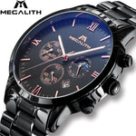 MEGALITH Luxury Mens Watches Casual Chronograph Date Calendar Military Sport Watches Men Waterproof Stainless Steel Watch Mens