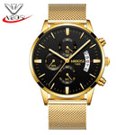 Nibosi Butterfly Snap Button Solid Steel Men's Watch Waterproof Coating Glass Luminous Three-Eyed 6 Needle Quartz Watch