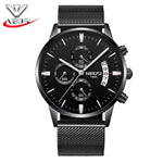 Nibosi Butterfly Snap Button Solid Steel Men's Watch Waterproof Coating Glass Luminous Three-Eyed 6 Needle Quartz Watch