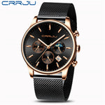 CRRJU New Blue Casual Mesh Belt Fashion Quartz Gold Watch Mens Watches Top Brand Luxury Waterproof Clock Relogio Masculino