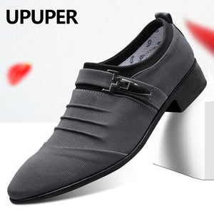 UPUPER Big Size 38-47 Wedding Shoes Men 2019 Fashion Pointed Toe Canvas Dress Shoes Men Black Slip On Oxfords Formal Man Shoes