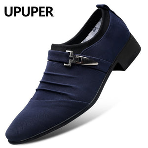 UPUPER Big Size 38-47 Wedding Shoes Men 2019 Fashion Pointed Toe Canvas Dress Shoes Men Black Slip On Oxfords Formal Man Shoes